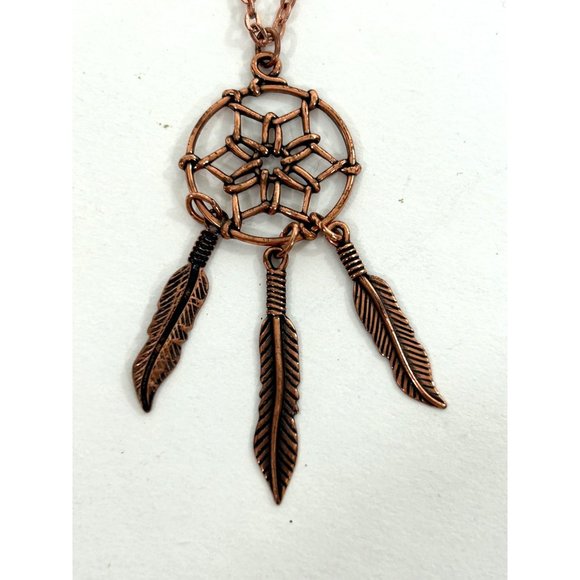 Dreamcatcher Fashion Necklace Women 20” Chain 2” pendant Rose Gold/Copper Color - Picture 3 of 10